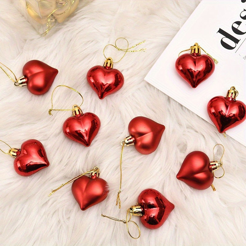 12pcs Heart Jewelry Pendant Plated Peach Heart Christmas Tree Wreath Gift