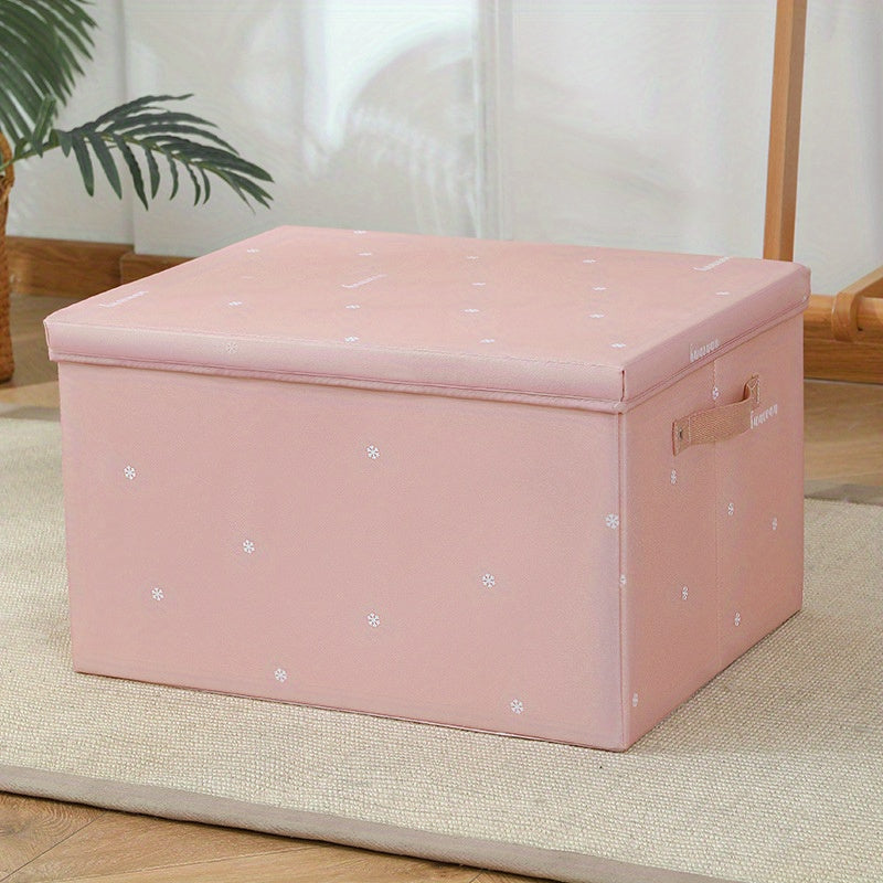 Satin Fabric Folding Storage Box with Lid for Household Sorting