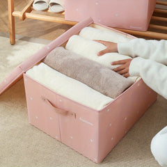 Satin Fabric Folding Storage Box with Lid for Household Sorting