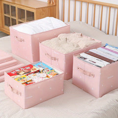 Satin Fabric Folding Storage Box with Lid for Household Sorting