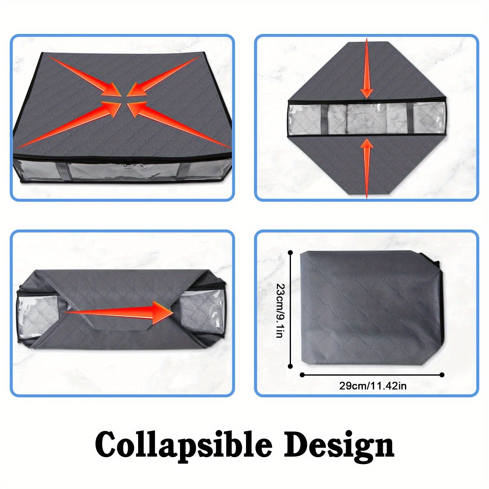 Large Capacity Storage Bag Under Bed Reusable Box With Handles & Window