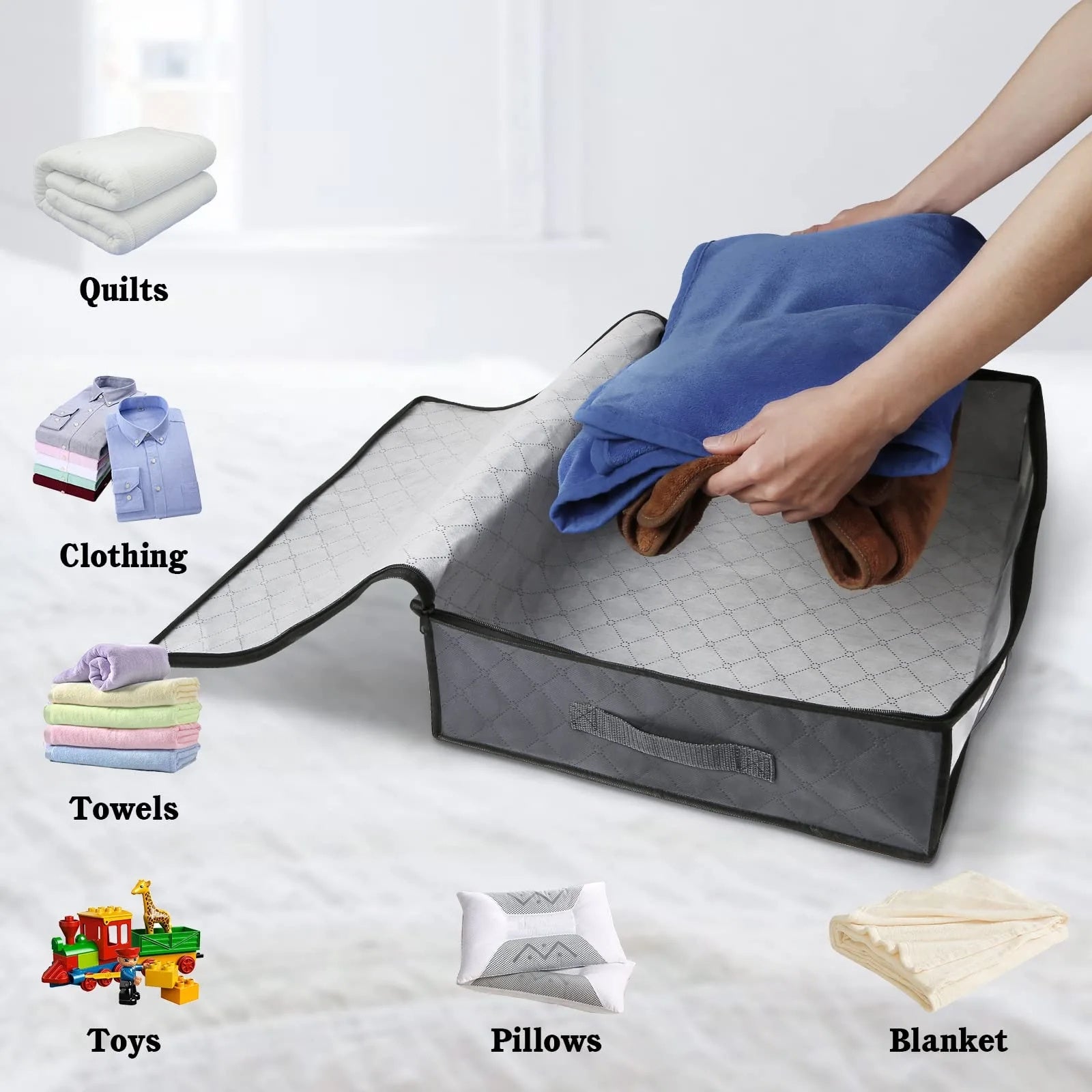 Large Capacity Storage Bag Under Bed Reusable Box With Handles & Window