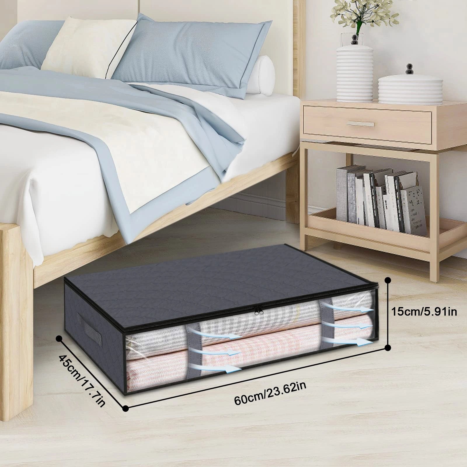 Large Capacity Storage Bag Under Bed Reusable Box With Handles & Window