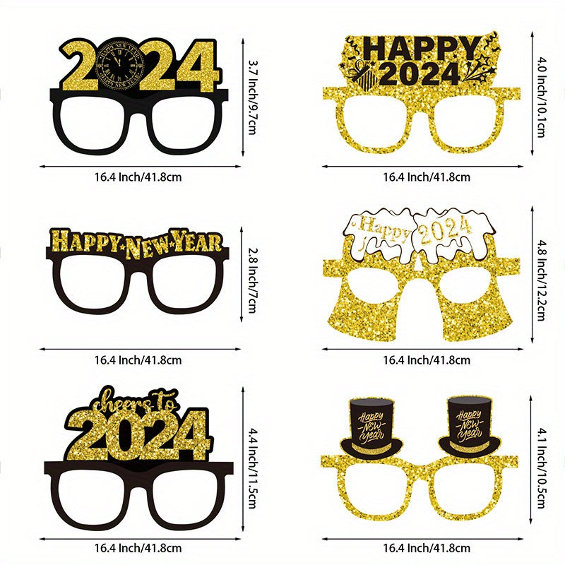 6pcs Colorful Golden Year Spring Party Glasses Set