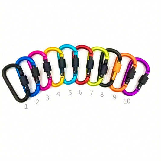 10pcs D-shaped Buckle w/ Lock Screw Cap Aluminum Alloy Backpack Hanging Buckle