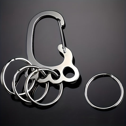 Foot Shaped Keychain w/ 4 Rings Stainless Steel Quick Release Keyring