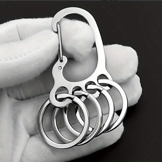 Foot Shaped Keychain w/ 4 Rings Stainless Steel Quick Release Keyring