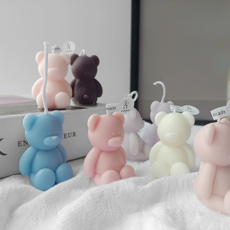 4pcs Mini Bear Aromatherapy Candles for Home Decoration