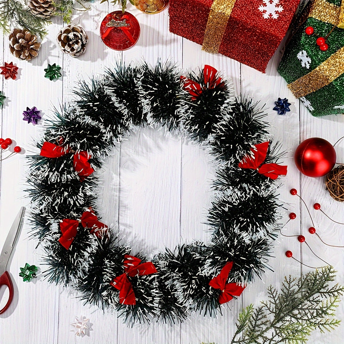 Christmas Tinsel Garland Twist Hanging Fireplace Mantel Decor