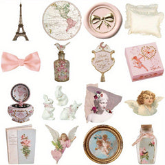 60pcs Retro Pink Stickers DIY Computer Washi Scrapbooking Stationery