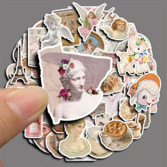 60pcs Retro Pink Stickers DIY Computer Washi Scrapbooking Stationery