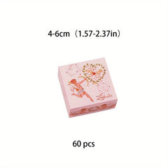 60pcs Retro Pink Stickers DIY Computer Washi Scrapbooking Stationery