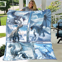 Ice & Snow Dragon King Print Blanket Lightweight Flannel Throw