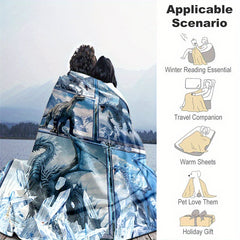 Ice & Snow Dragon King Print Blanket Lightweight Flannel Throw