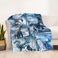 Ice & Snow Dragon King Print Blanket Lightweight Flannel Throw