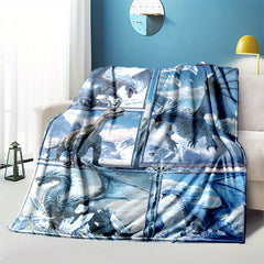 Ice & Snow Dragon King Print Blanket Lightweight Flannel Throw