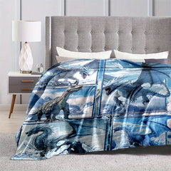 Ice & Snow Dragon King Print Blanket Lightweight Flannel Throw