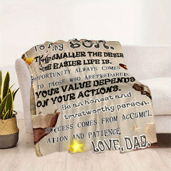 Cozy Gift For Son Print Blanket Lightweight Flannel Throw for Sofa Bed