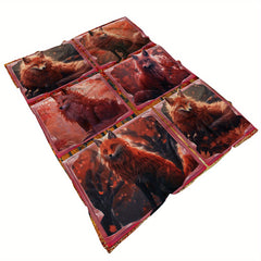 Cozy Red Print Blanket Lightweight Flannel Throw Sofa Bed Travel Camping