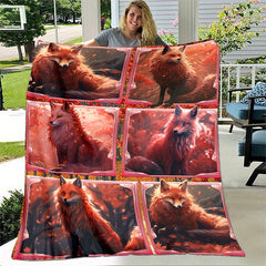 Cozy Red Print Blanket Lightweight Flannel Throw Sofa Bed Travel Camping