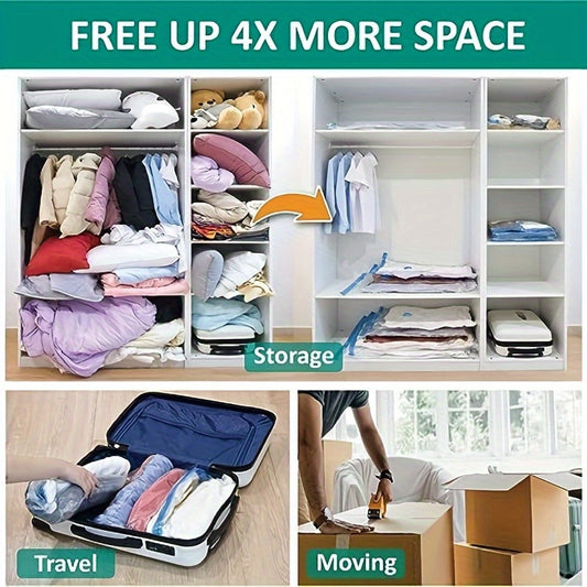 6 Clear Vacuum Compression Storage Bags Sealed Moving Bags For Clothes Blanket