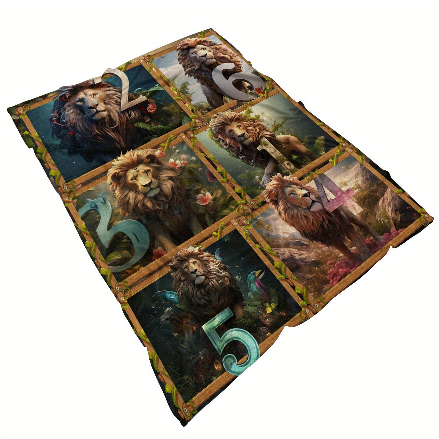 Cozy Lion Forest Print Blanket Lightweight Flannel Throw