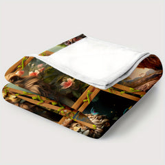 Cozy Lion Forest Print Blanket Lightweight Flannel Throw
