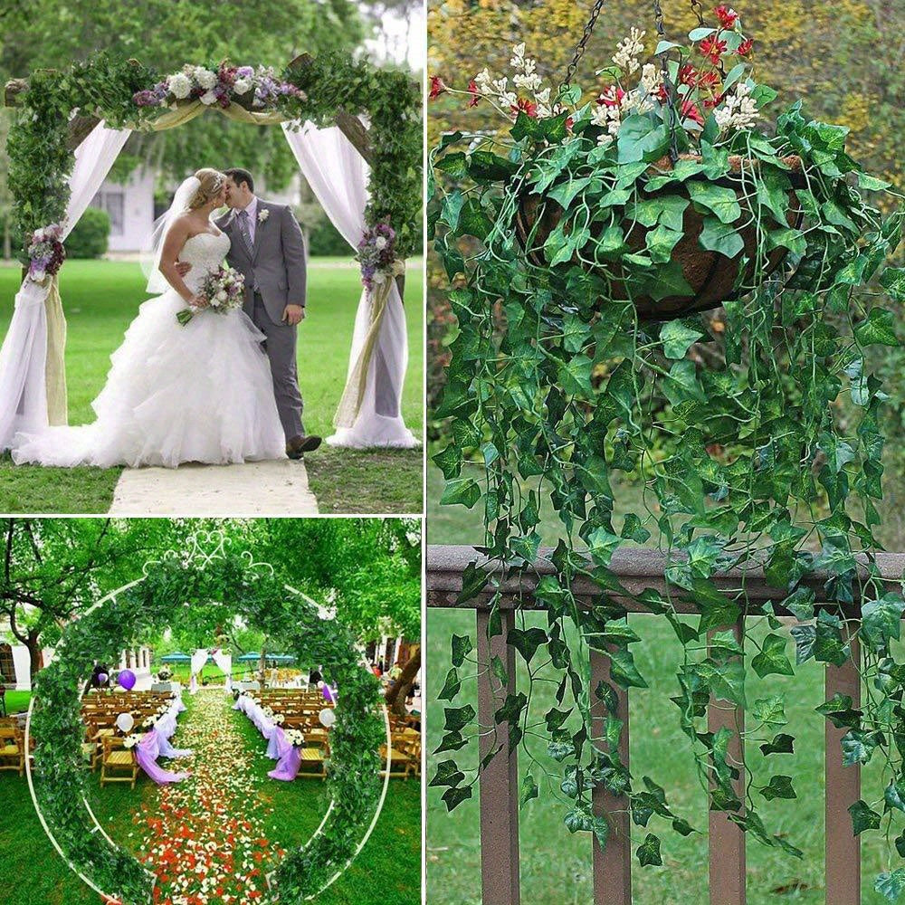 12pcs Vine Green Plant Fence Decoration Sweet Potato Leaf Wedding Scene