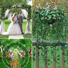 12pcs Vine Green Plant Fence Decoration Sweet Potato Leaf Wedding Scene