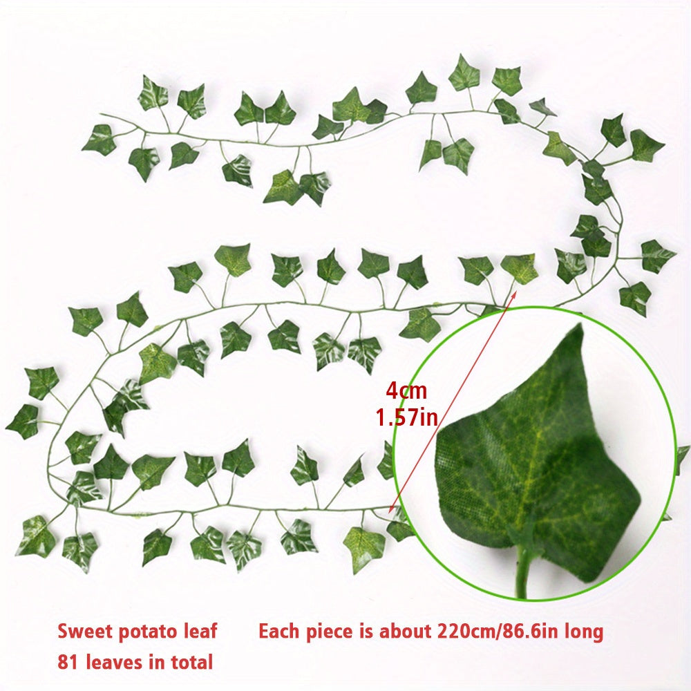 12pcs Vine Green Plant Fence Decoration Sweet Potato Leaf Wedding Scene