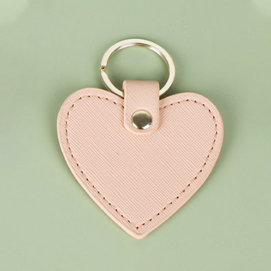Heart Shaped PU Leather Keychain Metal Car Key Ring Pendant Gift