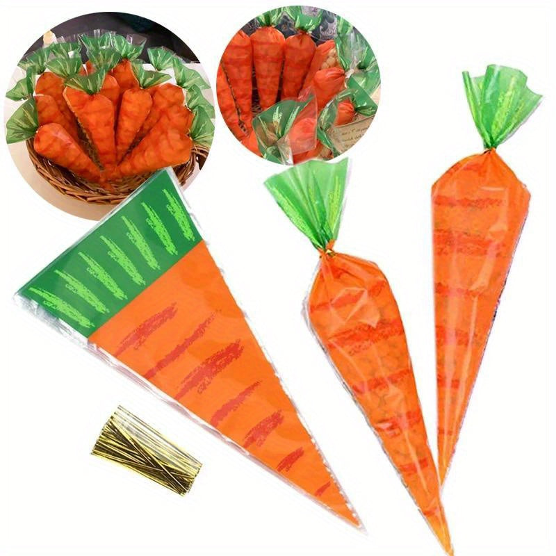 Easter Carrot Candy Bag Rabbit Cookie Gift Plastic Bag Happy Spring Party Decor