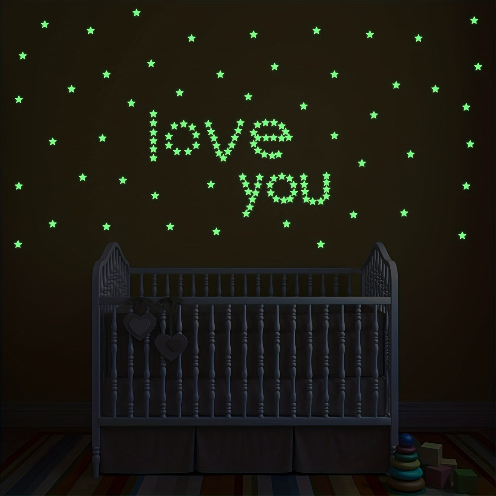 100pcs Luminous Stars & Moon Wall Stickers - Realistic Starry Sky