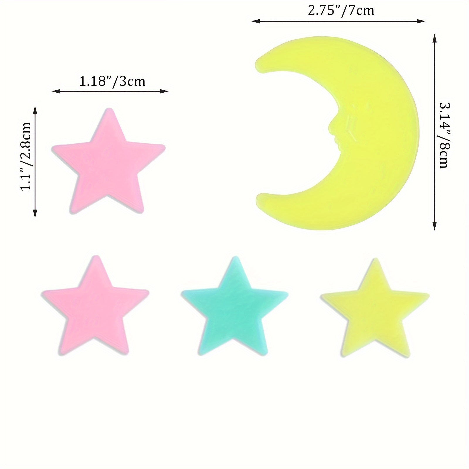 100pcs Luminous Stars & Moon Wall Stickers - Realistic Starry Sky