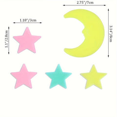 100pcs Luminous Stars & Moon Wall Stickers - Realistic Starry Sky