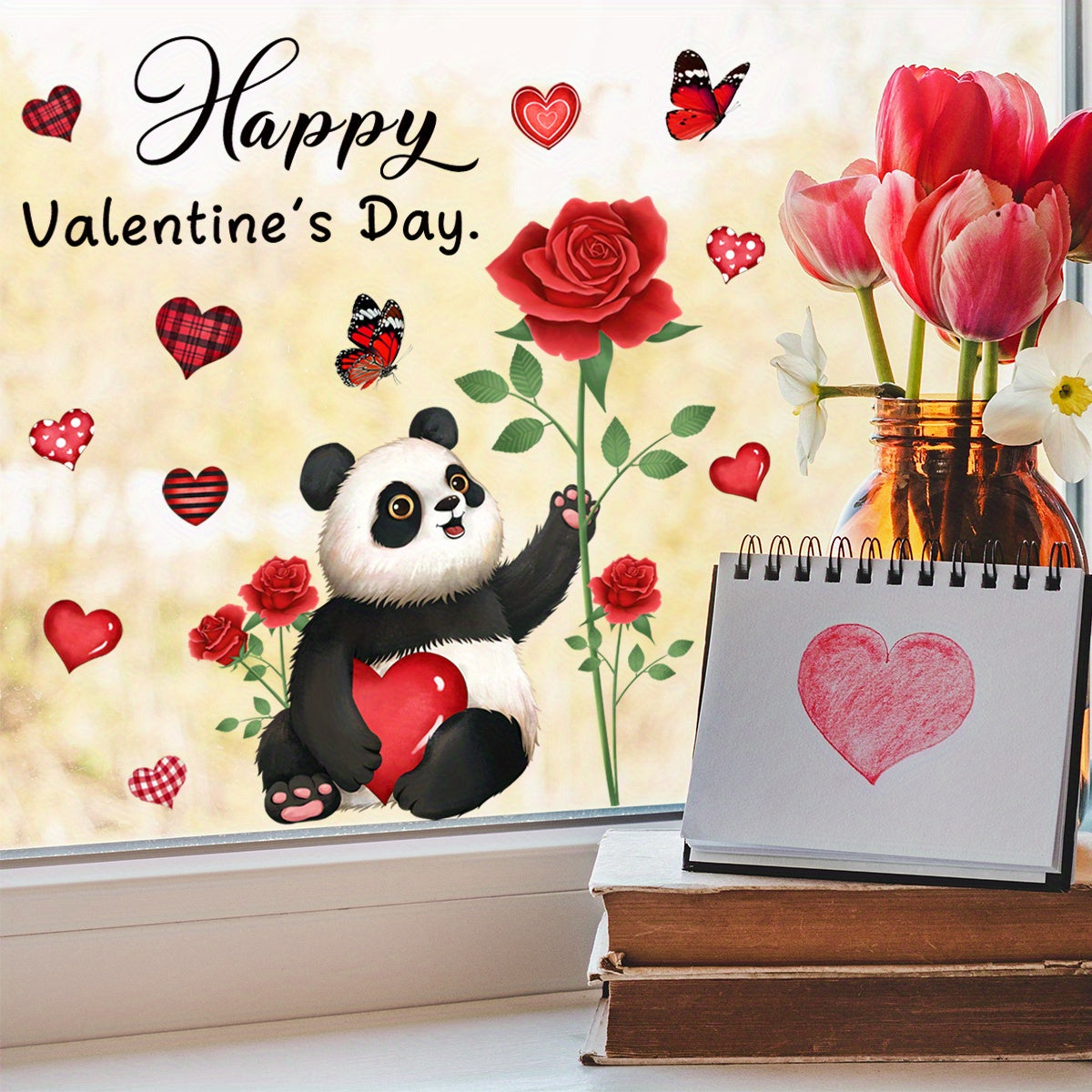 Love Panda Home Wall Decoration Sticker Self-adhesive Window Door Sticker