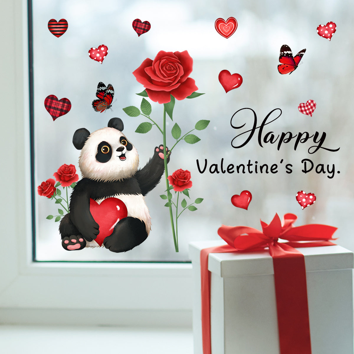 Love Panda Home Wall Decoration Sticker Self-adhesive Window Door Sticker