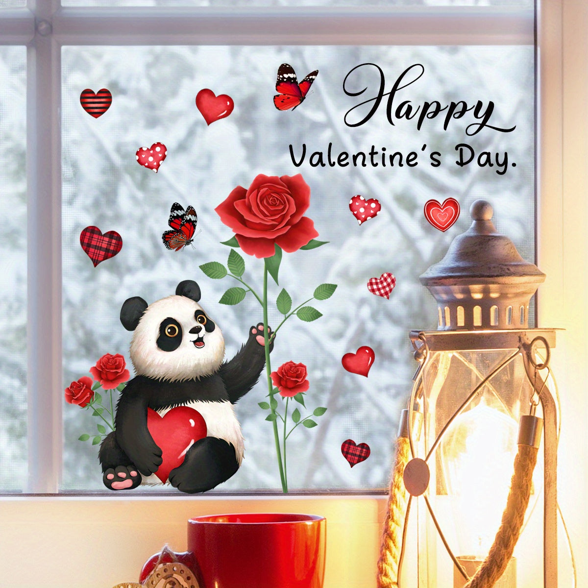 Love Panda Home Wall Decoration Sticker Self-adhesive Window Door Sticker