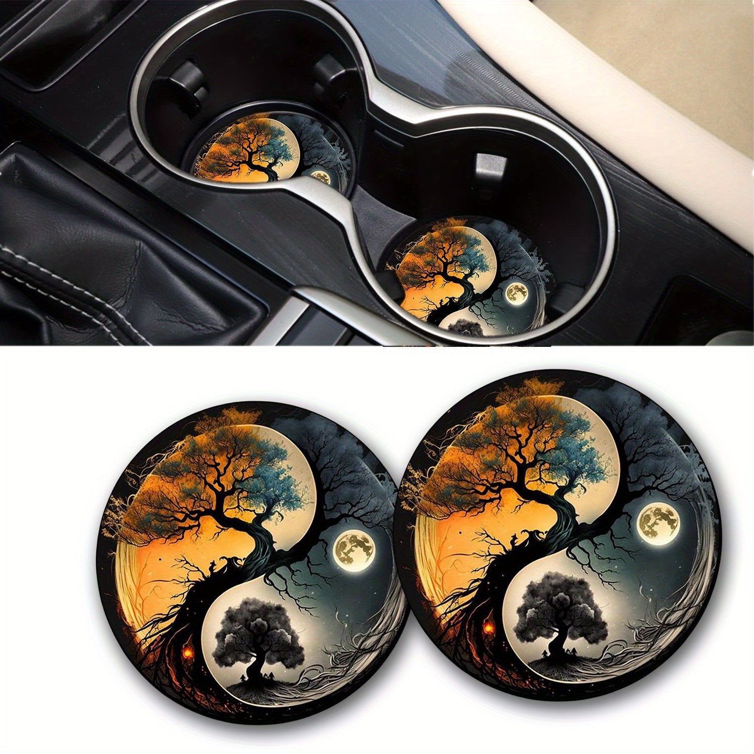 2pcs Holiday Party Coaster Decorative Mat Coffee Coaster Waterproof Round