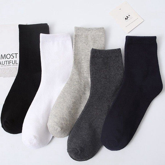 2 Pairs Plus Size Solid Crew Socks in Cotton