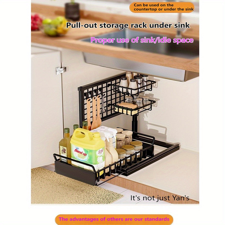 Metal Seasoning Rack Kitchen Storage Rack with Layered Household Countertop