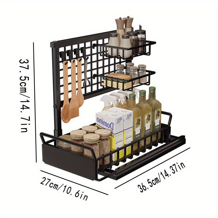 Iron Dish Rack Kitchen Rack Multifunctional Rack Seasoning Dish Cabinet