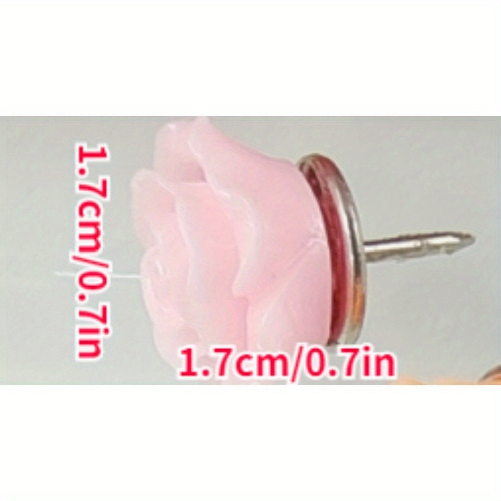 30pcs Purple Rose Flower Push Pin Gradient Cork Board Tacks