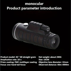 High Power Monocular Telescope for Long Distance Viewing