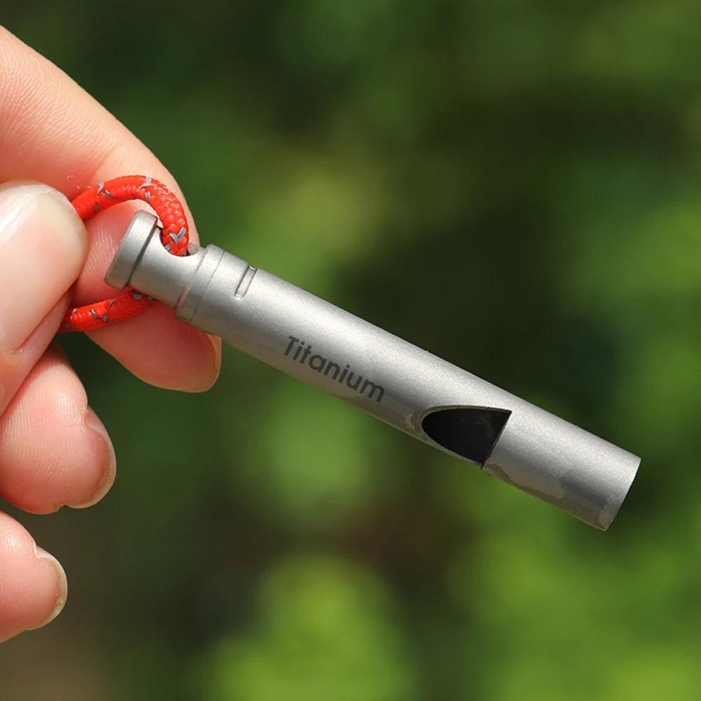 Titanium Emergency Whistle w/ Cord - Outdoor Survival Camping Hiking Tool