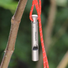 Titanium Emergency Whistle w/ Cord - Outdoor Survival Camping Hiking Tool