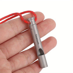 Titanium Emergency Whistle w/ Cord - Outdoor Survival Camping Hiking Tool