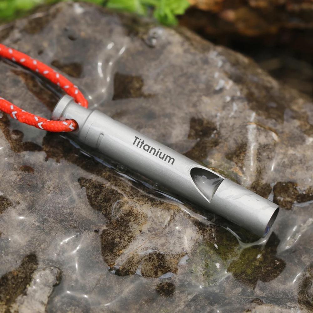 Titanium Emergency Whistle w/ Cord - Outdoor Survival Camping Hiking Tool