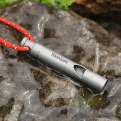 Titanium Emergency Whistle w/ Cord - Outdoor Survival Camping Hiking Tool