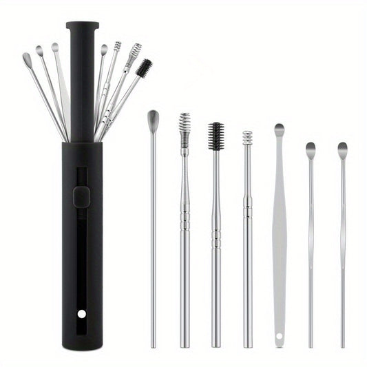 7pcs Ear Digging Spoons Spring Ear Tools Spiral Ear Cleaner